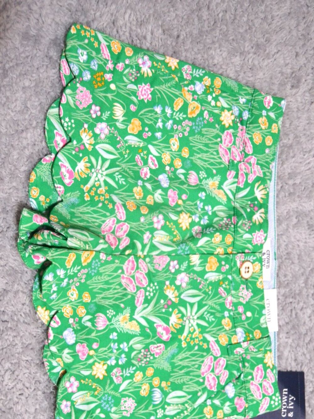 Green Floral Shorts
